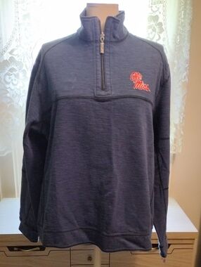 Tommy Bahama Ole Miss Navy Quarter-Zip Pullover Size M